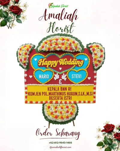 Karangan Papan Bunga Pernikahan di Pagerwangi